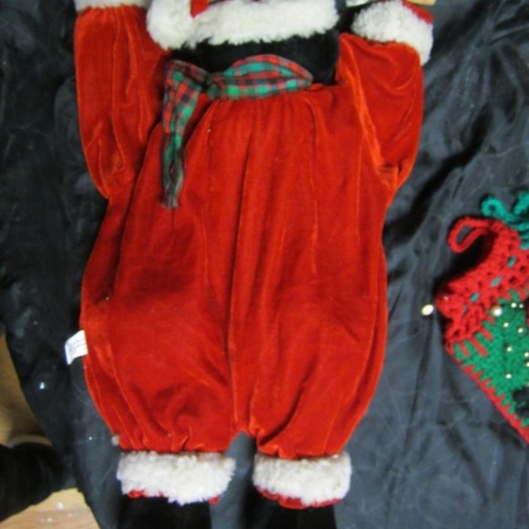 VTG 80'S CRACKER BARREL CHRISTMAS DECORATION CAT DRESSED AS SANTA - Picture 5 of 5